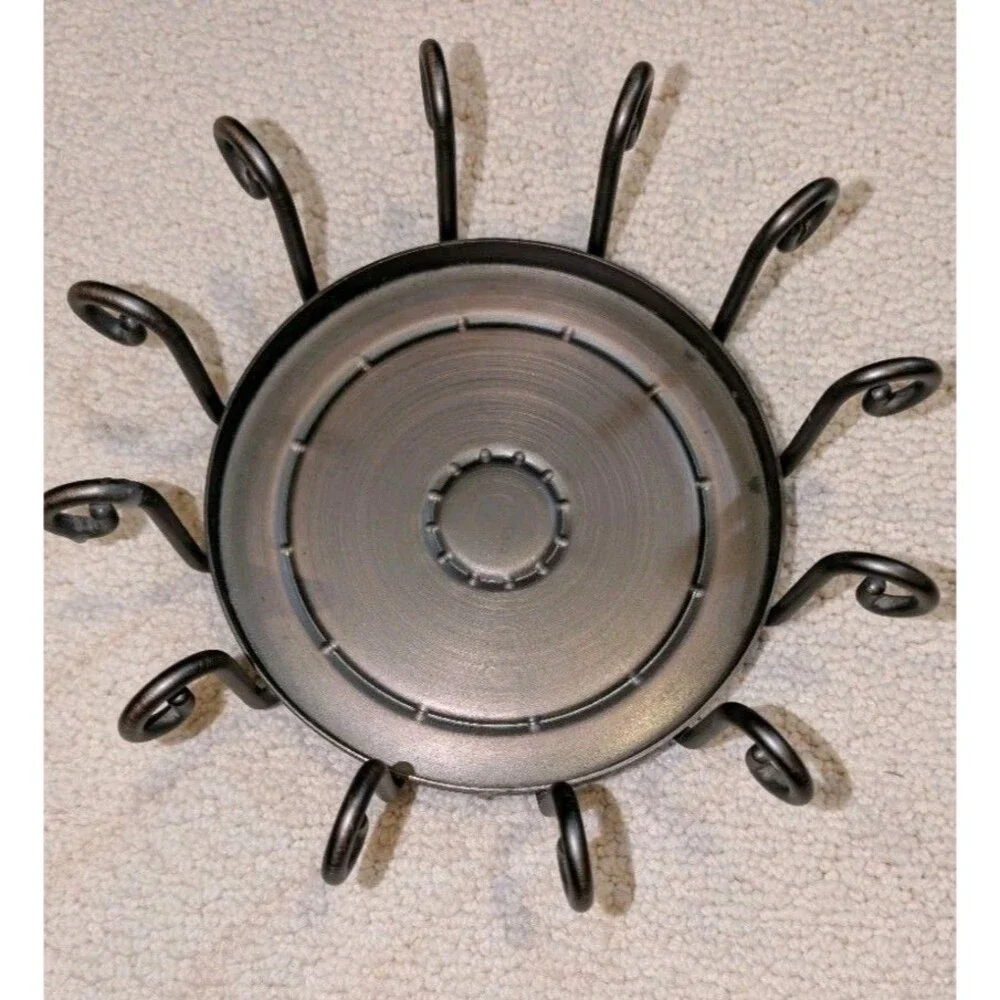 PartyLite Cordova Bronze Metal Scroll Footed Candle Holder 7” x  3”